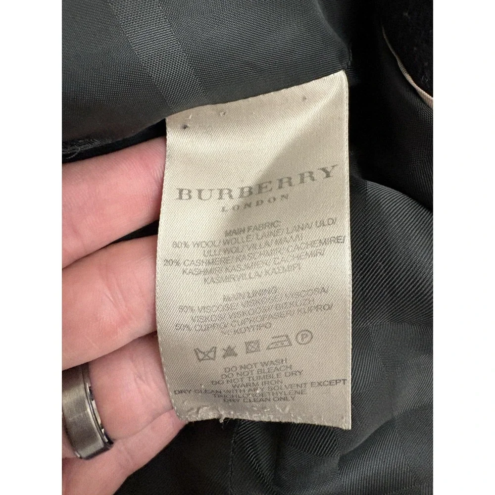 Burberry London Wool Cashmere Black Trench Coat Double Breasted Belt US 10 - Picture 6 of 9